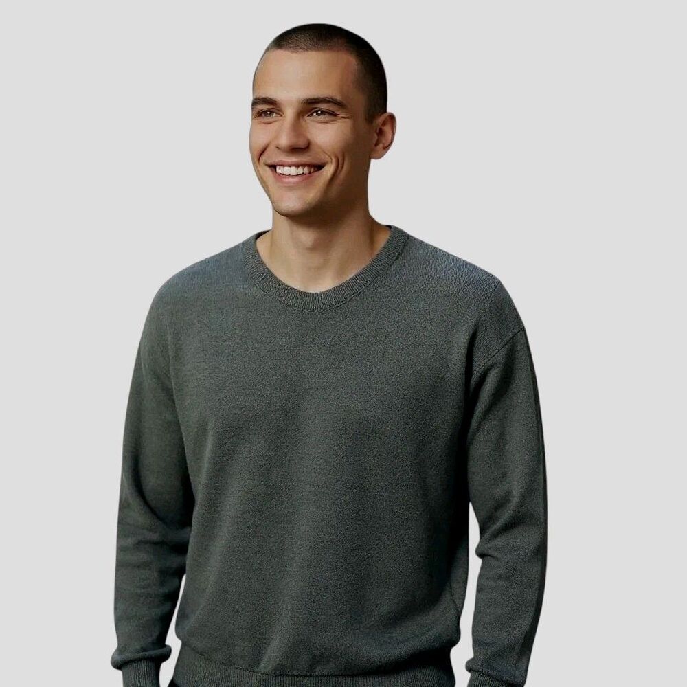 Cypress Links Golf Wear V-Neck Sweater Green Men's Large 100% Cotton Soft Casual